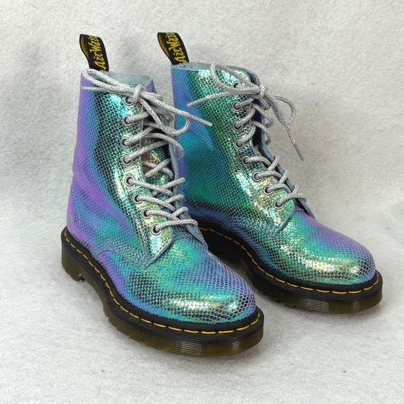Dr. Martens Shoes - Dr Martens 1460 Pascal Mermaid Iridescent Texture Combat Boots Women US 5